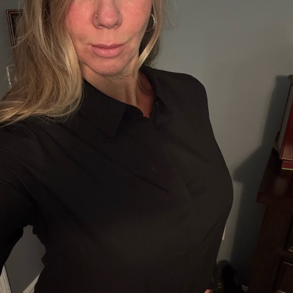 Stretch Cotton Essential Black Collared Shirt